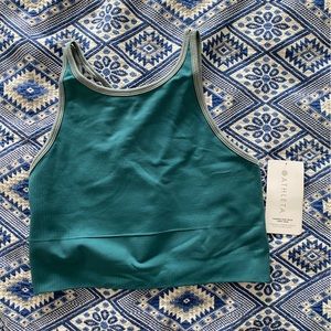 Athleta Aurora Seamless High Neck Crop Tank - Size M - Borealis Green